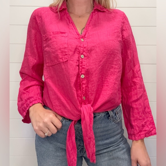 Chic Pink Button-Down Shirt for Women - Picture 1 of 5